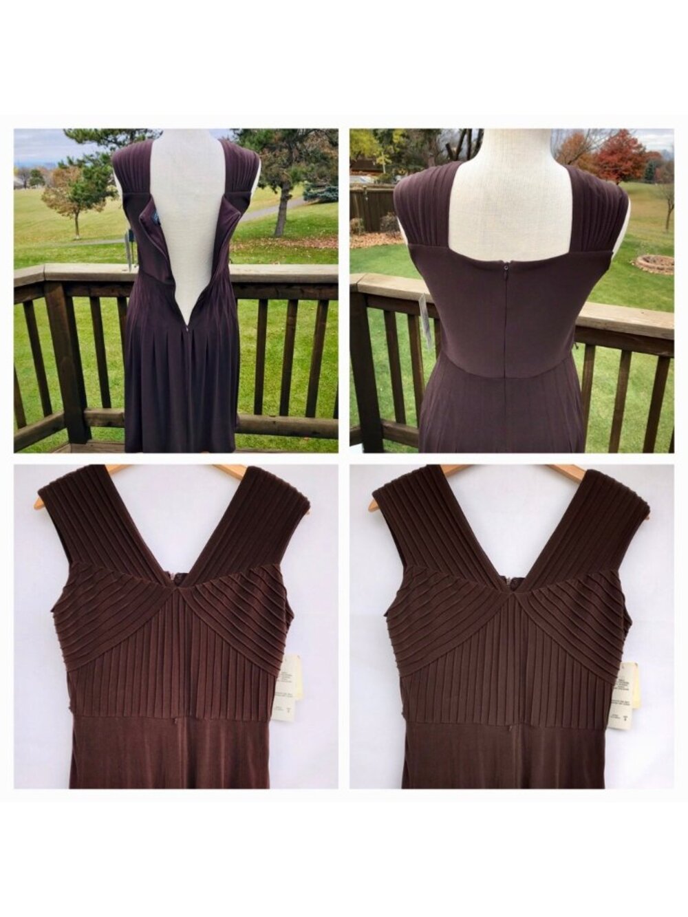 ADRIANNA PAPELL Pintuck Jersey Cap Sleeve Fit N Flare Dress 8 Brown Belt NWT - Picture 5 of 15